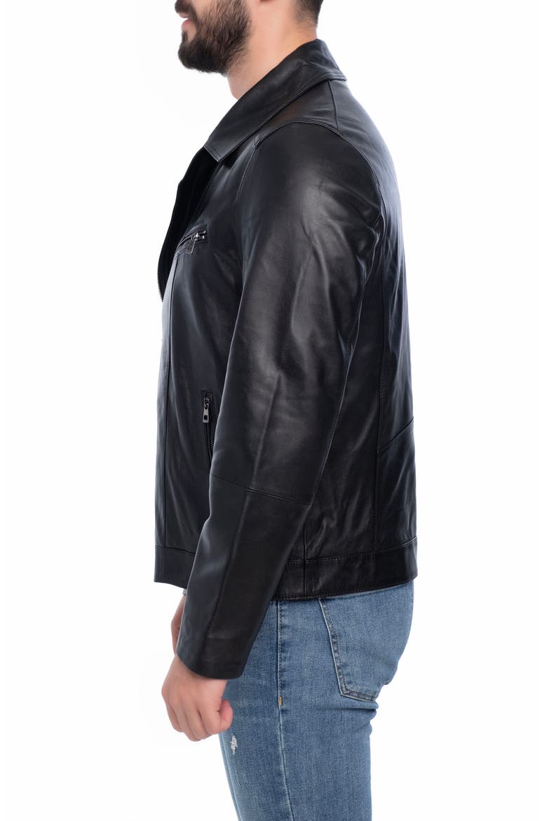 Winston Leather Jacket, Alternate, color, BLACK