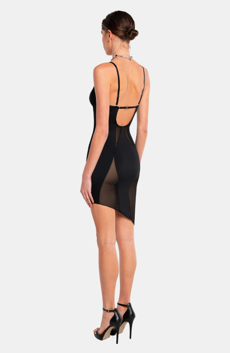 OW Collection SWIRL Mini Dress, Alternate, color, Black