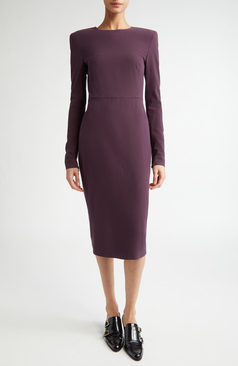 Victoria Beckham Long Sleeve Wool Blend T-Shirt Dress, Main, color, 