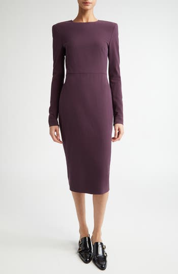 Victoria Beckham Long Sleeve Wool Blend T-Shirt Dress