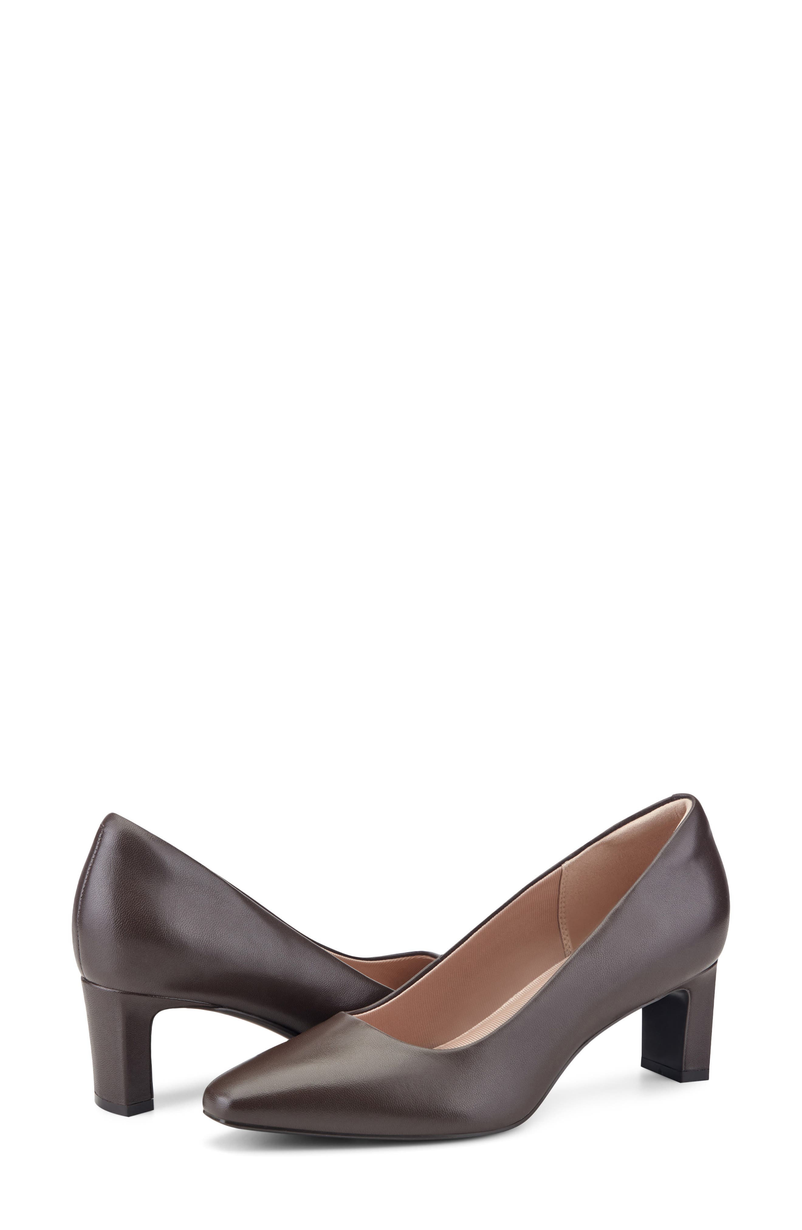 Merida Almond Toe Pump, Alternate, color, DARK BROWN SMOOTH