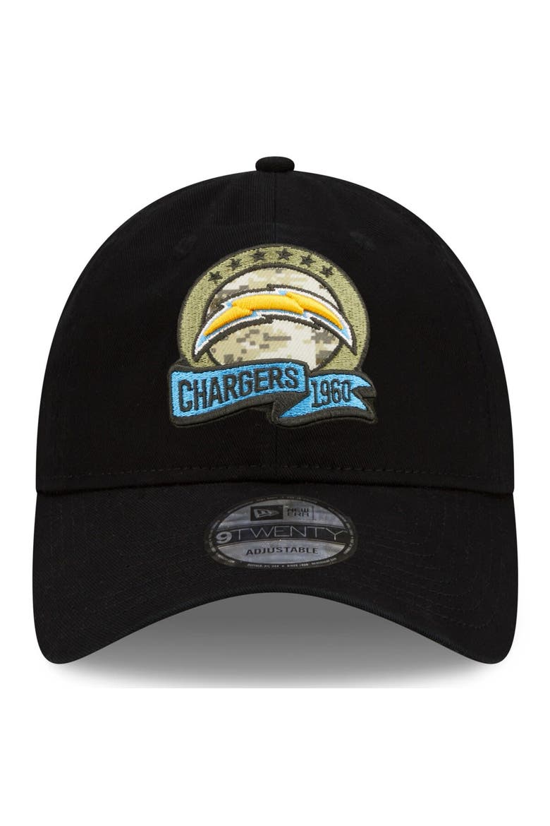 Men's New Era Black Los Angeles Chargers 2022 Salute To Service 9TWENTY Adjustable Hat, Alternate, color, Black