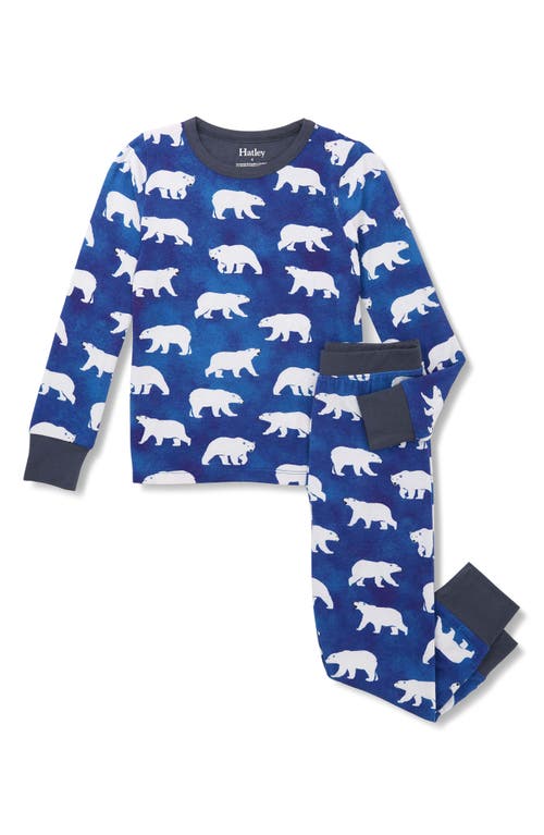 Hatley Kids' Midnight Polar Bear Fitted Two-piece Pajamas In Multi