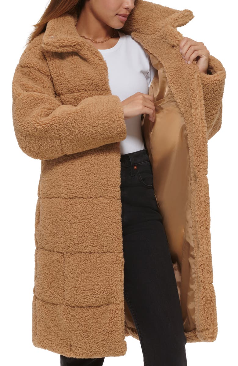Levi's Quilted Fleece Long Teddy Coat, Alternate, color, Chestnut