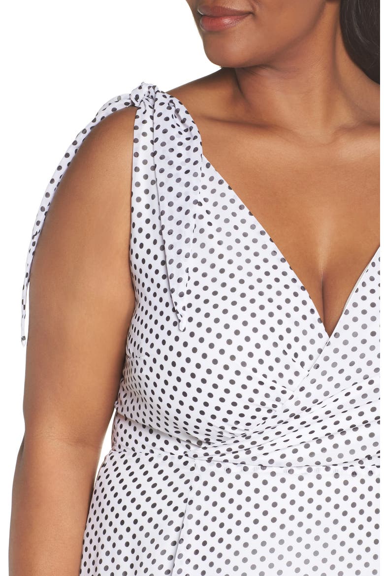 Alika Dot Fit & Flare Dress, Alternate, color, IVORY