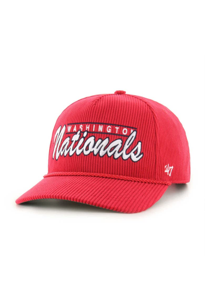 Men's '47 Red Washington Nationals Corduroy Hitch Adjustable Hat, Main, color, Red