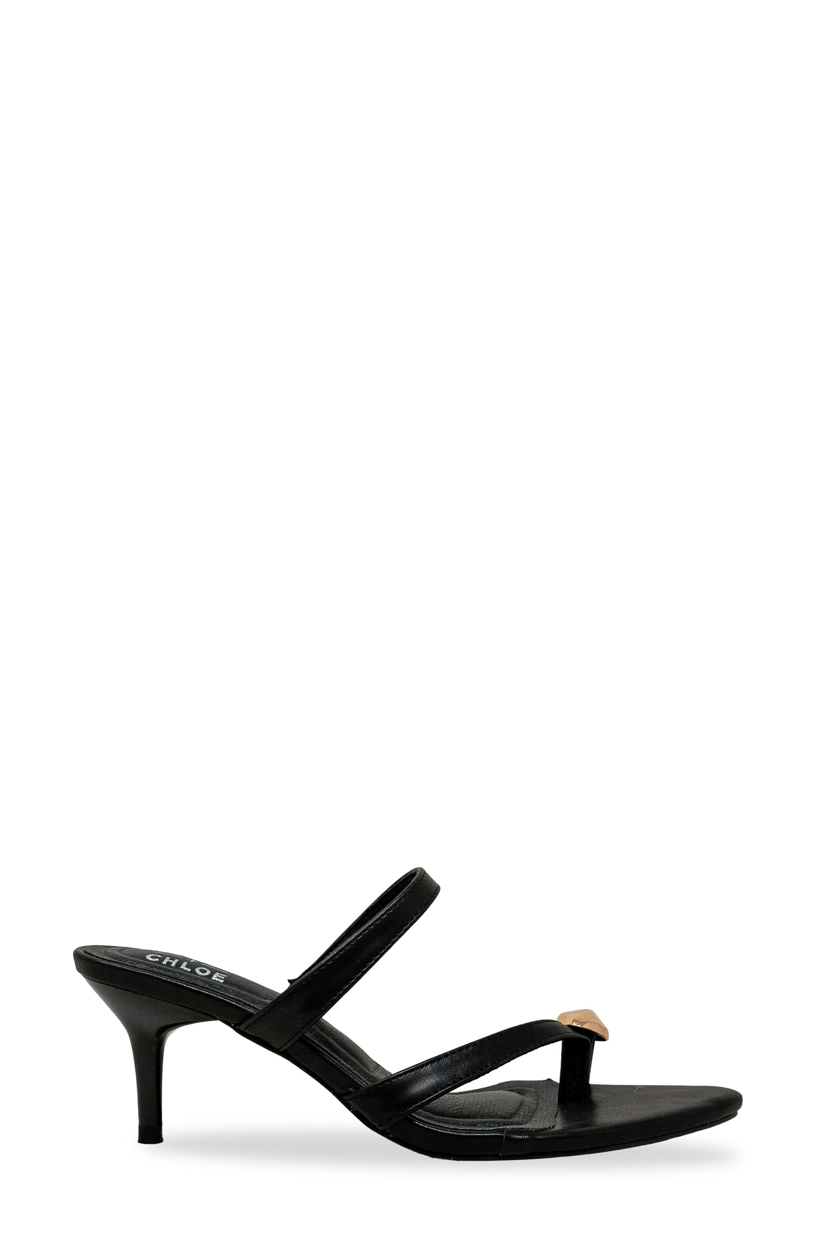 CHASE AND CHLOE Post Toe Kitten Heel Mule Sandal, Alternate, color, Black