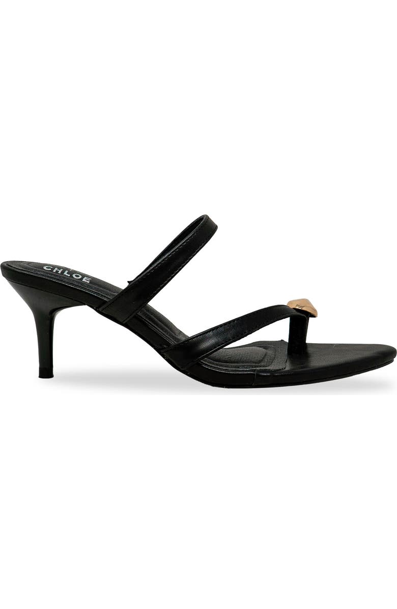 CHASE AND CHLOE Post Toe Kitten Heel Mule Sandal, Alternate, color, Black