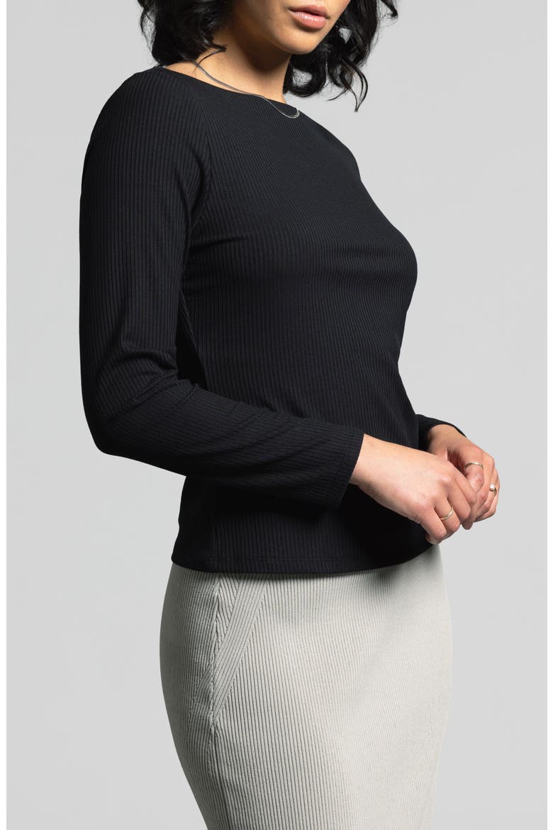 Arabella Rib Top, Alternate, color, BLACK