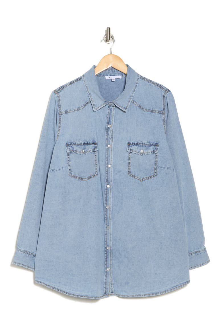 Western Long Sleeve Denim Shirt, Alternate, color, LIGHT BLUE WASH