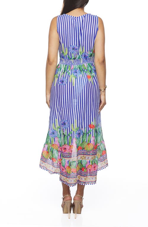 Ranee's Ranees High-low Cotton Midi Dress In Blue