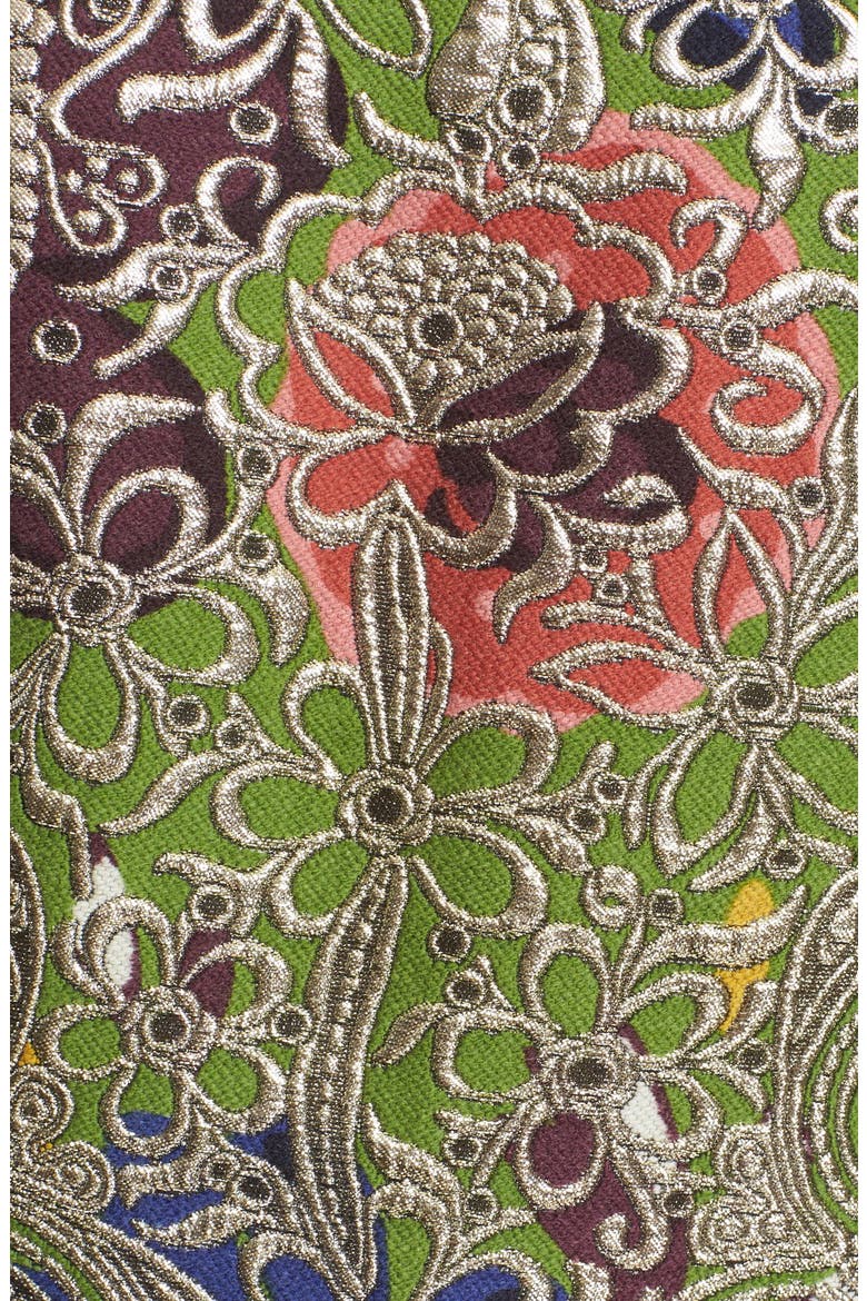 Metallic Paisley & Floral Jacquard Dress, Alternate, color, GREEN OXIDE