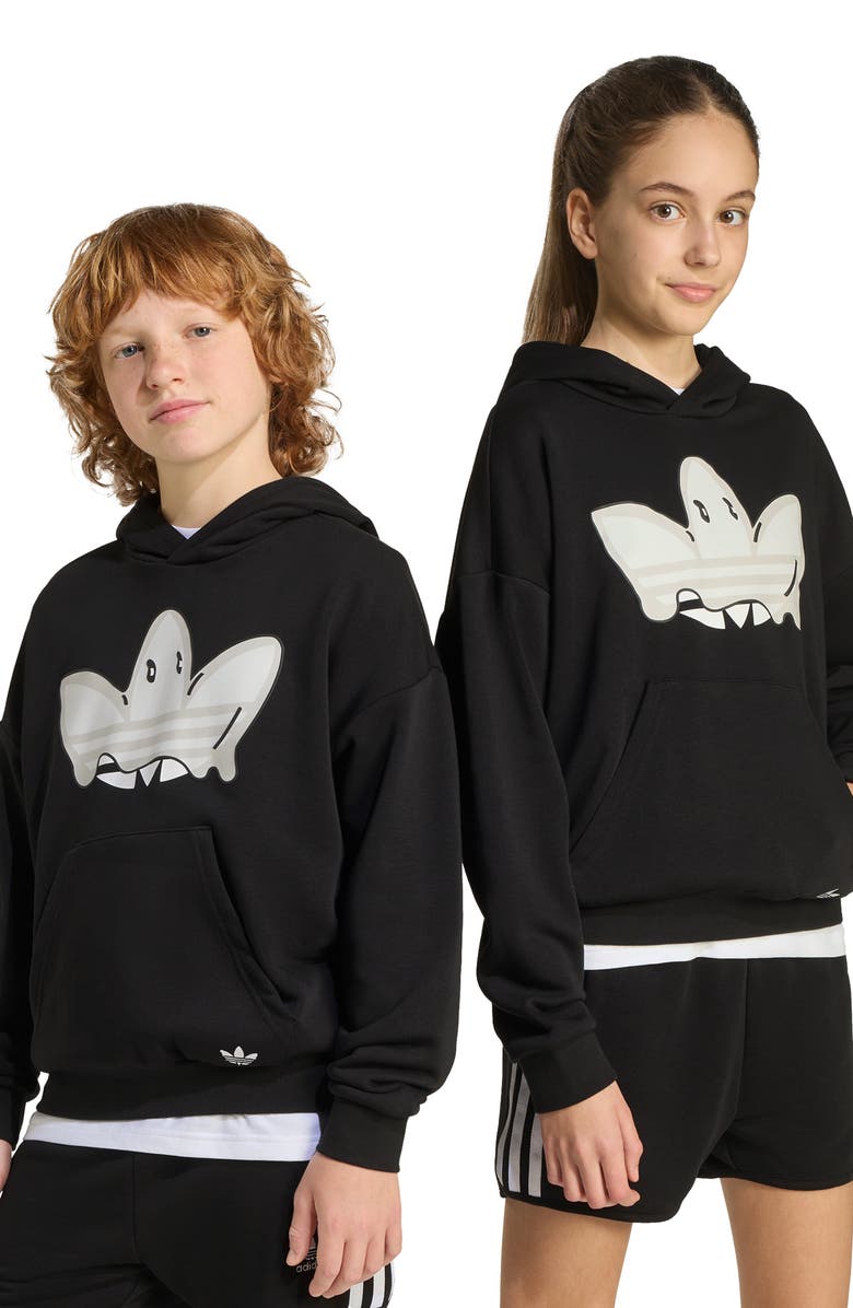 adidas Kids' Ghost Trefoil Graphic Hoodie, Alternate, color, Black