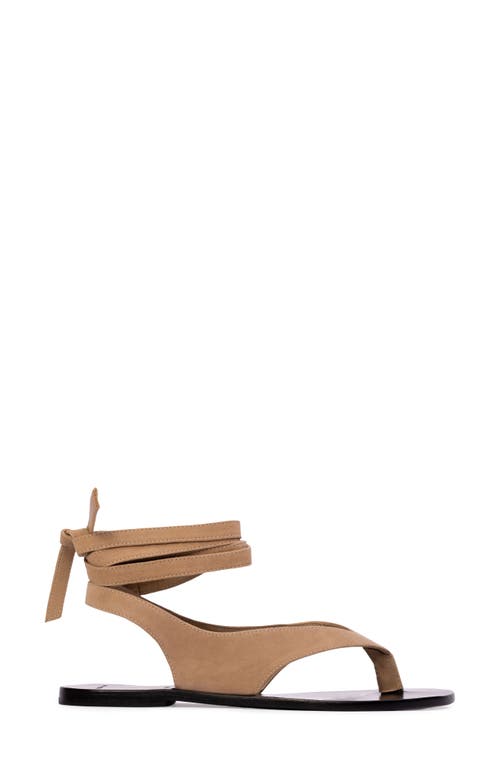 Black Suede Studio Tres Ankle Wrap Sandal In Sand Suede