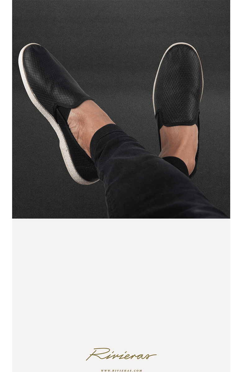 Rivieras Diamond Punched Leatherette Slip-On Loafer, Alternate, color, Black