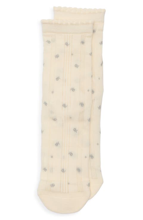 Lisa Floral Rib Crew Socks