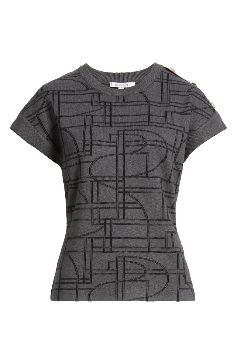 ZOE AND CLAIRE Cap Sleeve Jacquard Sweater, Alternate, color, 