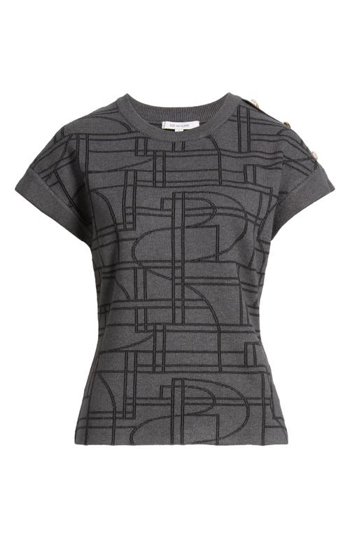 Zoe And Claire Cap Sleeve Jacquard Sweater In Gray