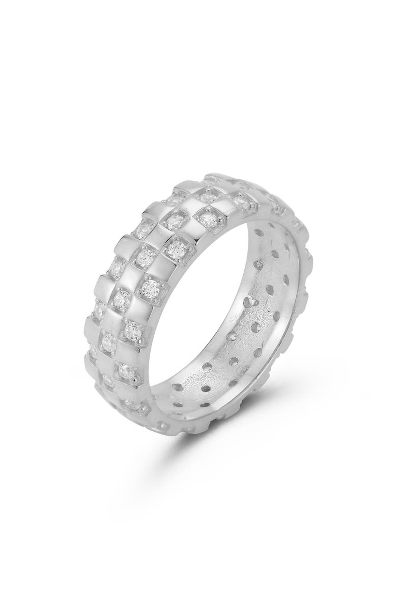 CHLOE AND MADISON Cubic Zirconia Checkered Band Eternity Ring, Alternate, color, Silver
