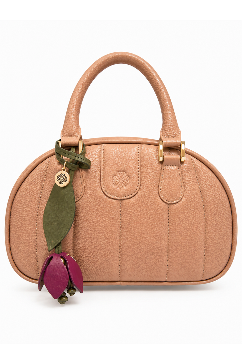 Bond Leather Flower Bag Charm, Alternate, color, Burgundy