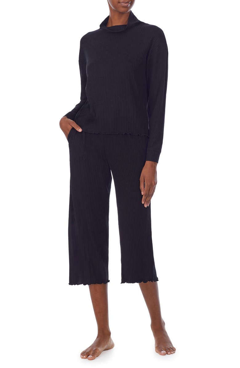Refinery29 Rib Mock Neck Crop Pajamas, Main, color,
