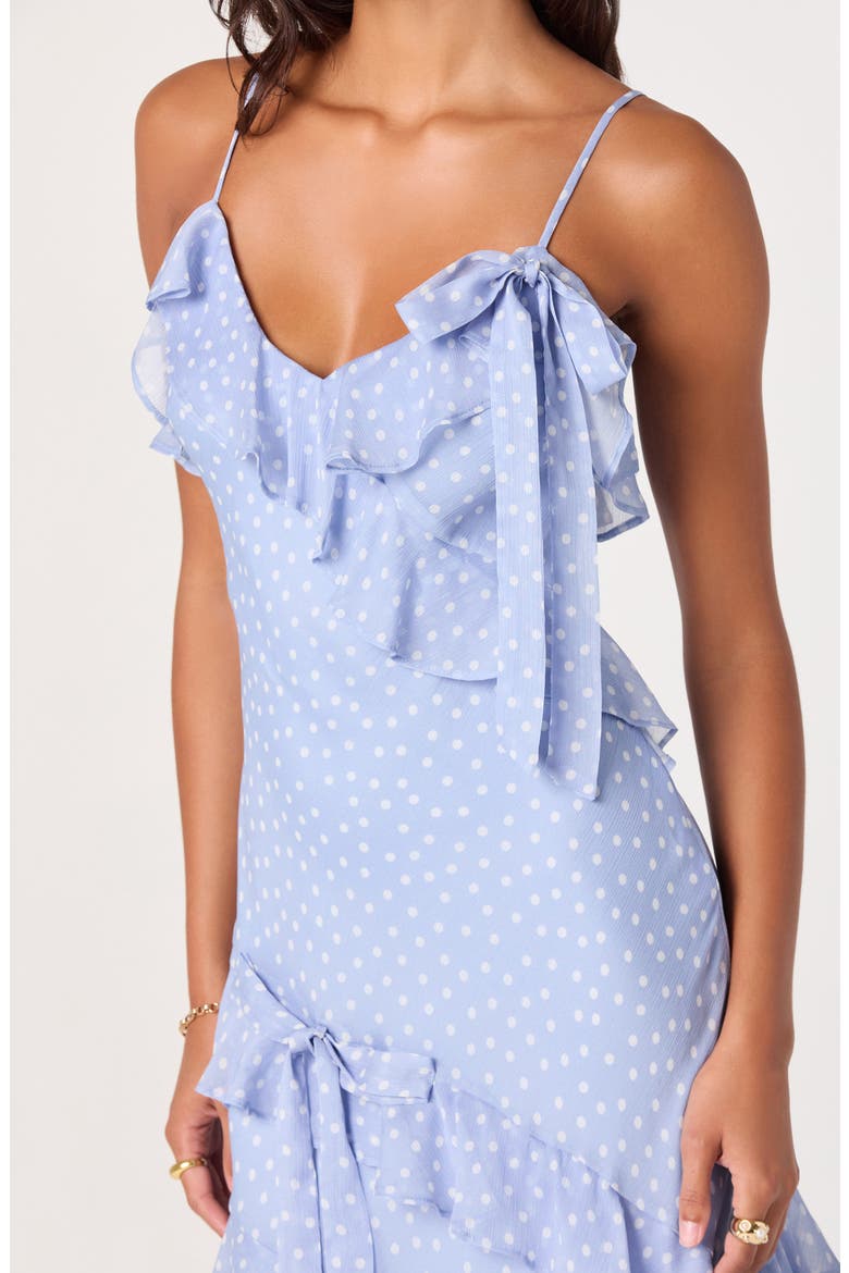 Amiya Ruffle Maxi Dress, Alternate, color, BLUE POLKA DOT