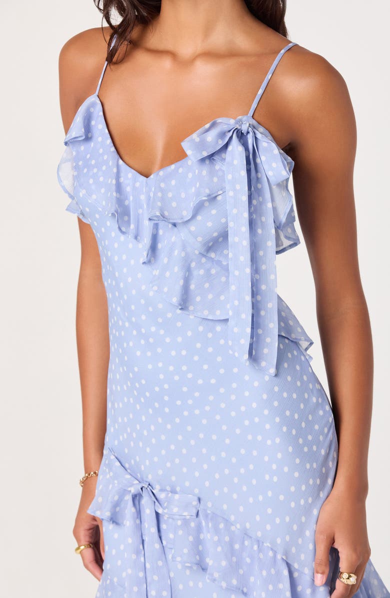 ASTR the Label Amiya Ruffle Maxi Dress, Alternate, color, Blue Polka Dot