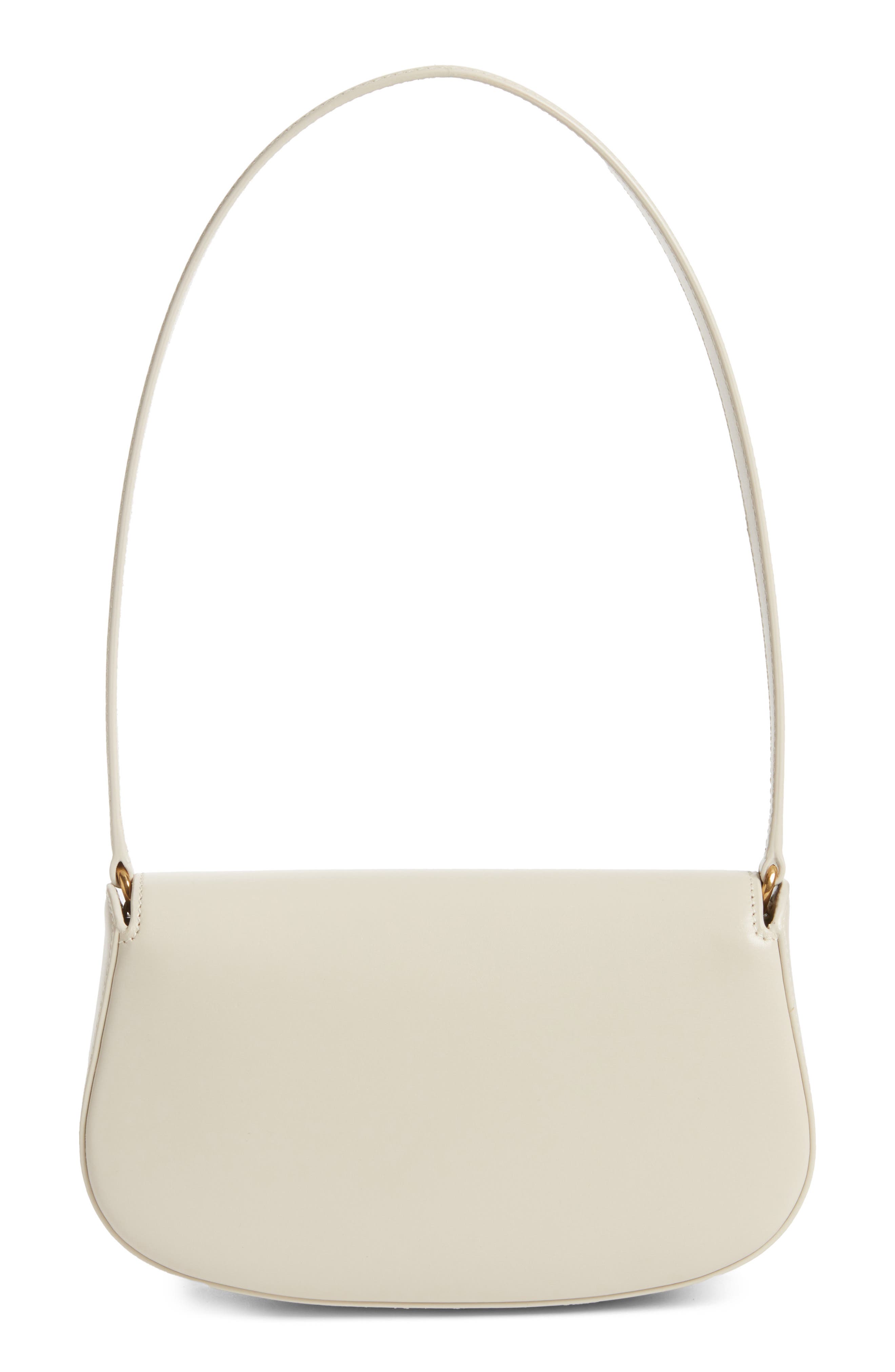 Saint Laurent Mini Cassandre Flap Leather Shoulder Bag, Alternate, color, Cream Soft