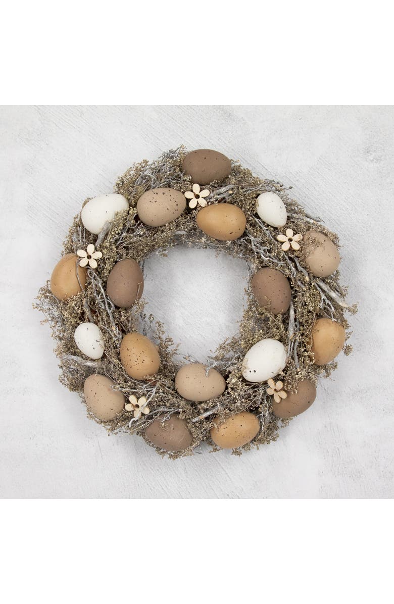 Northlight Neutral Earth Tones Small Speckled Egg Easter Twig Artificial Wreath - 12", Alternate, color, Brown