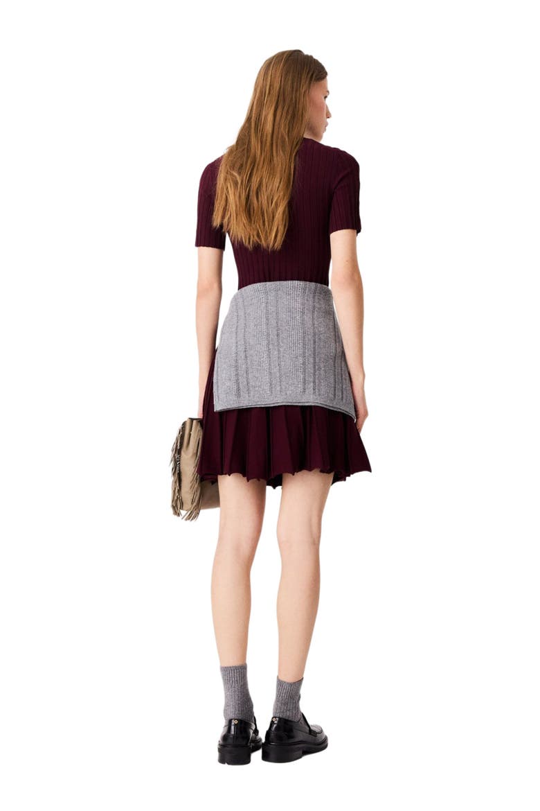High-neck short skater dress, Alternate, color, Burgundy
