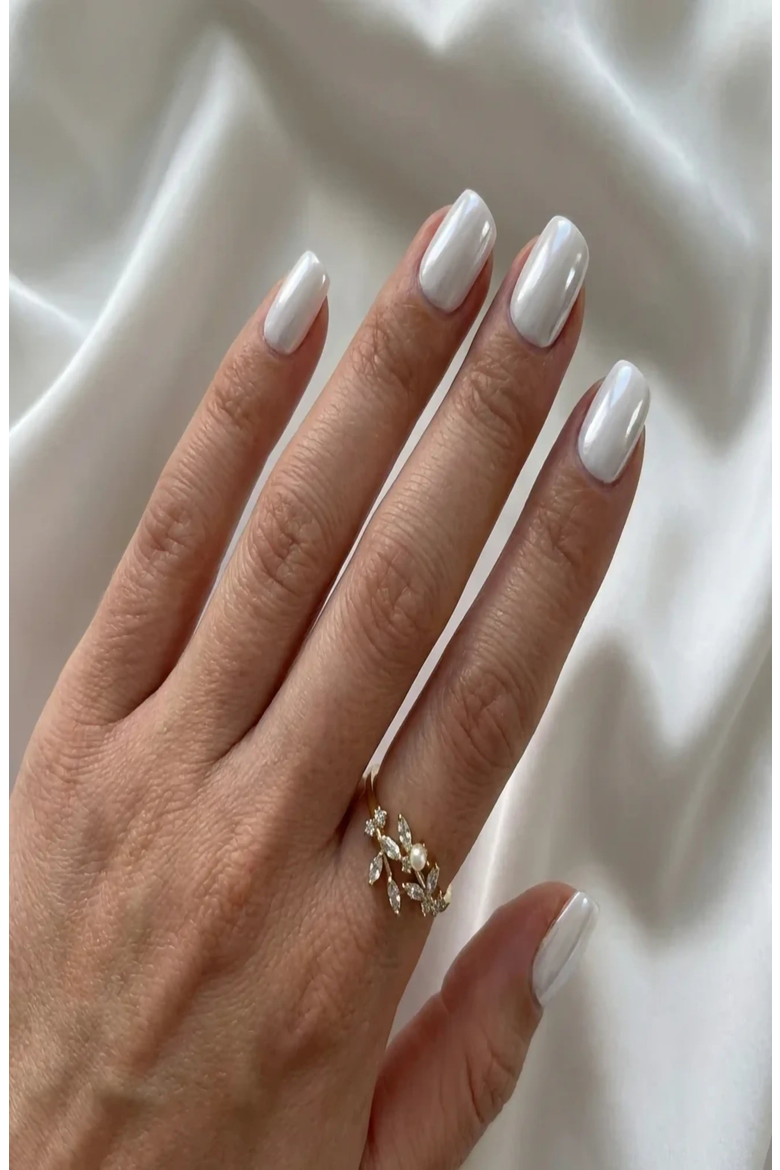 Classic Pearl White Short Square Press On Nails, Alternate, color, Pearl White