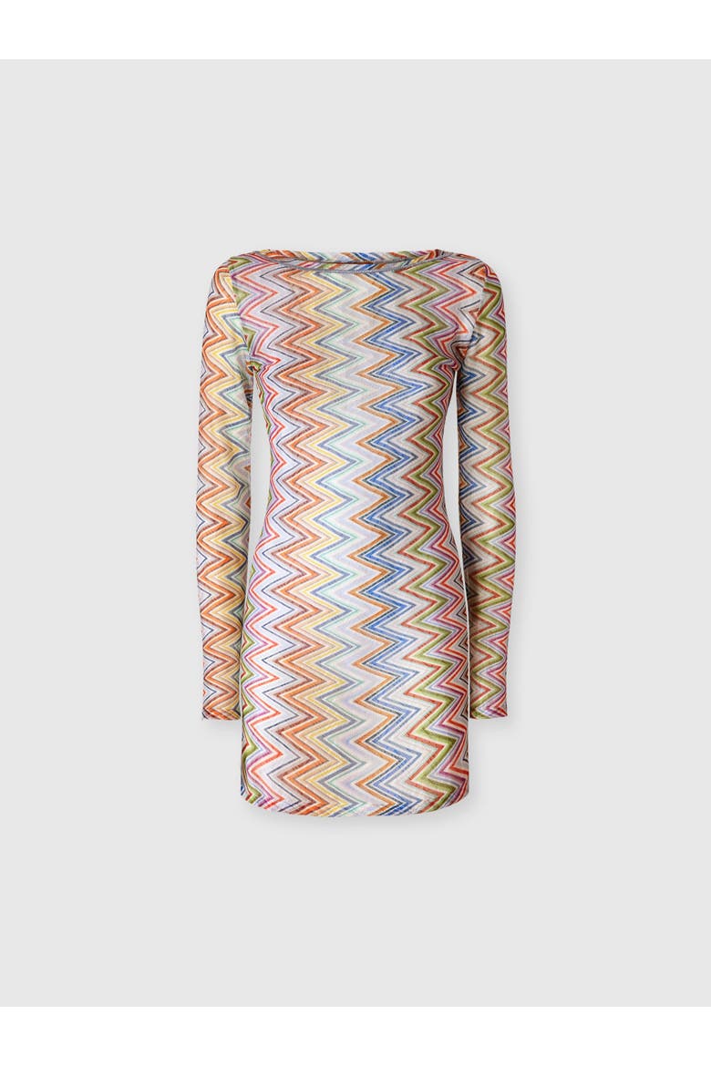 Long-sleeve T-shirt In Zig Zag Printed Fabric, Main, color, Multicoloured