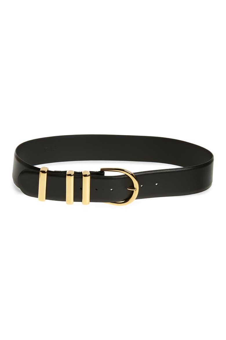 Bella Leather Belt, Main, color, GOLD/ BLACK