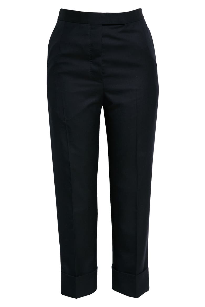 Back Strap Wool Cuff Crop Pants, Alternate, color, NAVY