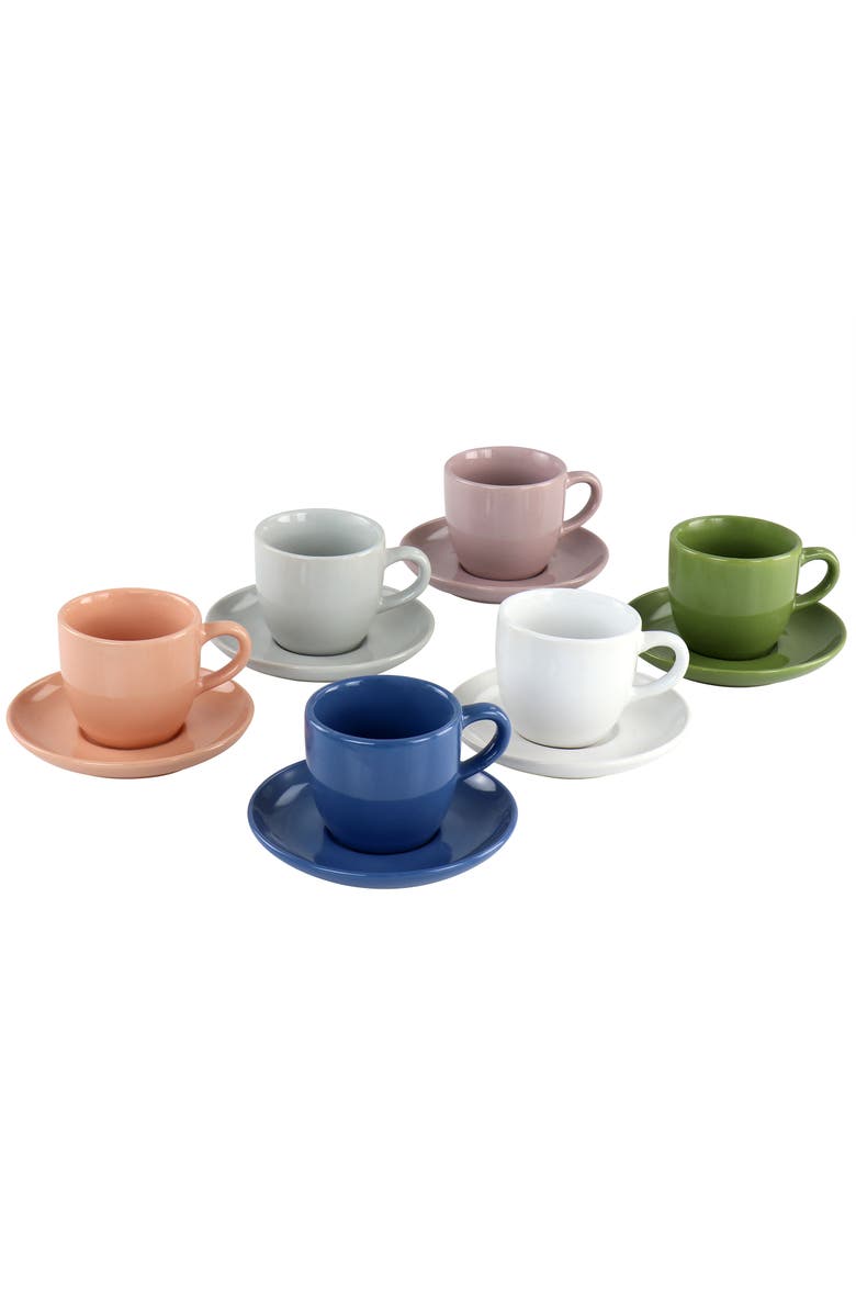Mr. Coffee 12 Piece 3oz Stoneware Espresso Cup and Saucer Set, Main, color, 