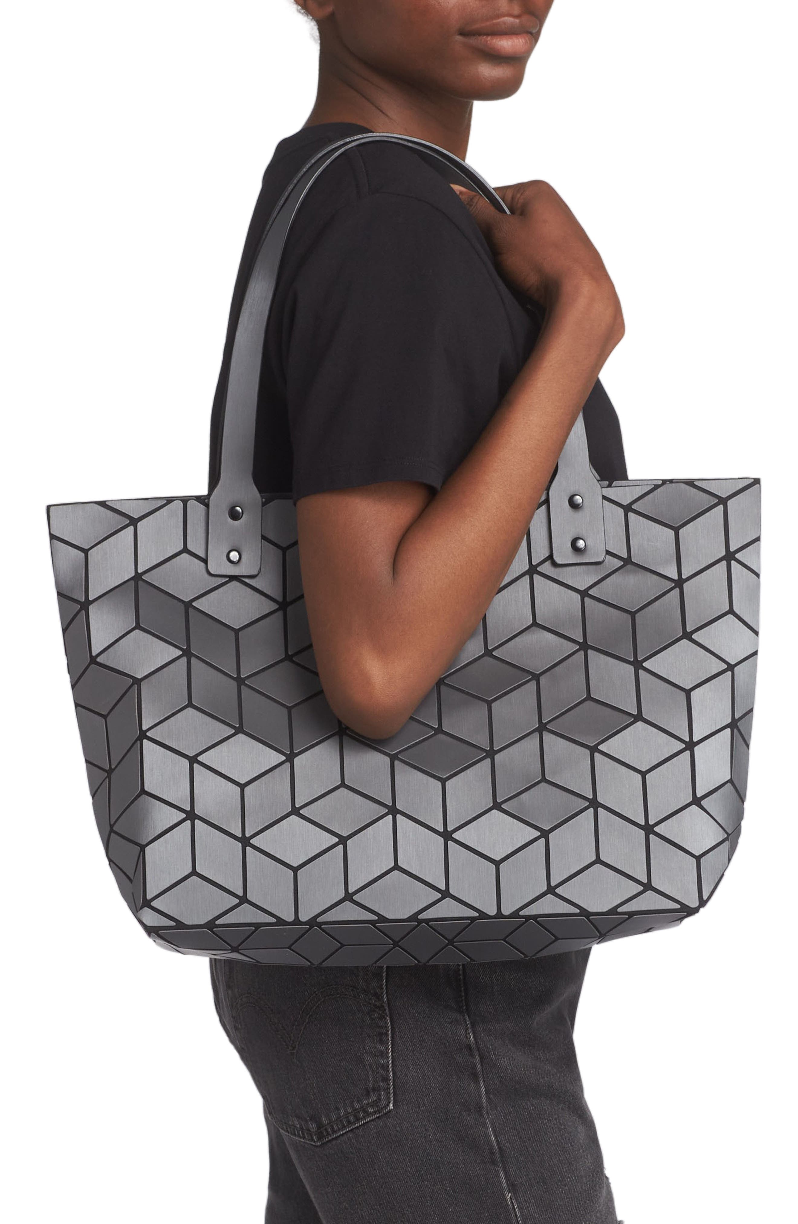 Slanted Square Geometric Tote Bag, Alternate, color, MATTE CHARCOAL