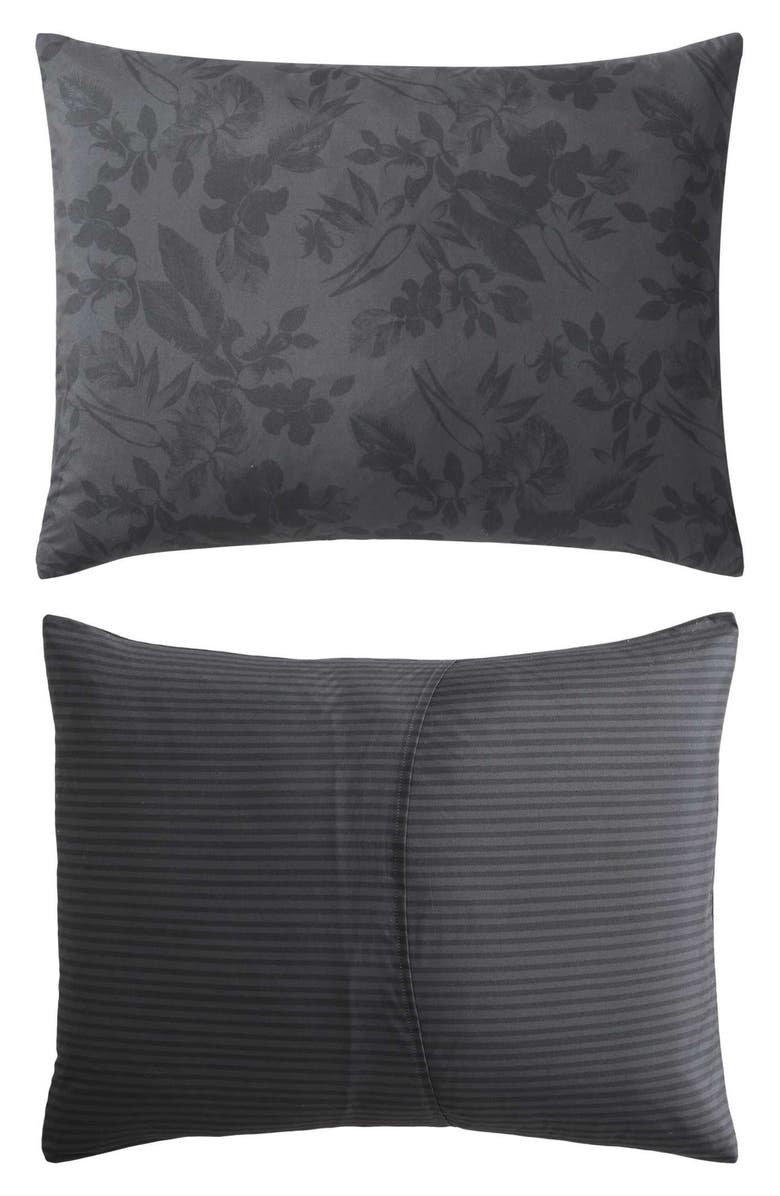 Kenneth Cole New York Floral Silhouette Comforter & Throw Set, Alternate, color, Charcoal