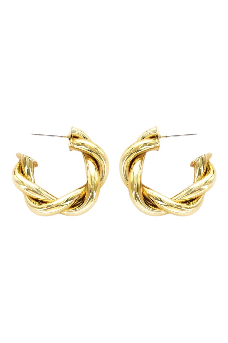 Twist Hoop Earrings, Main, color, GOLD