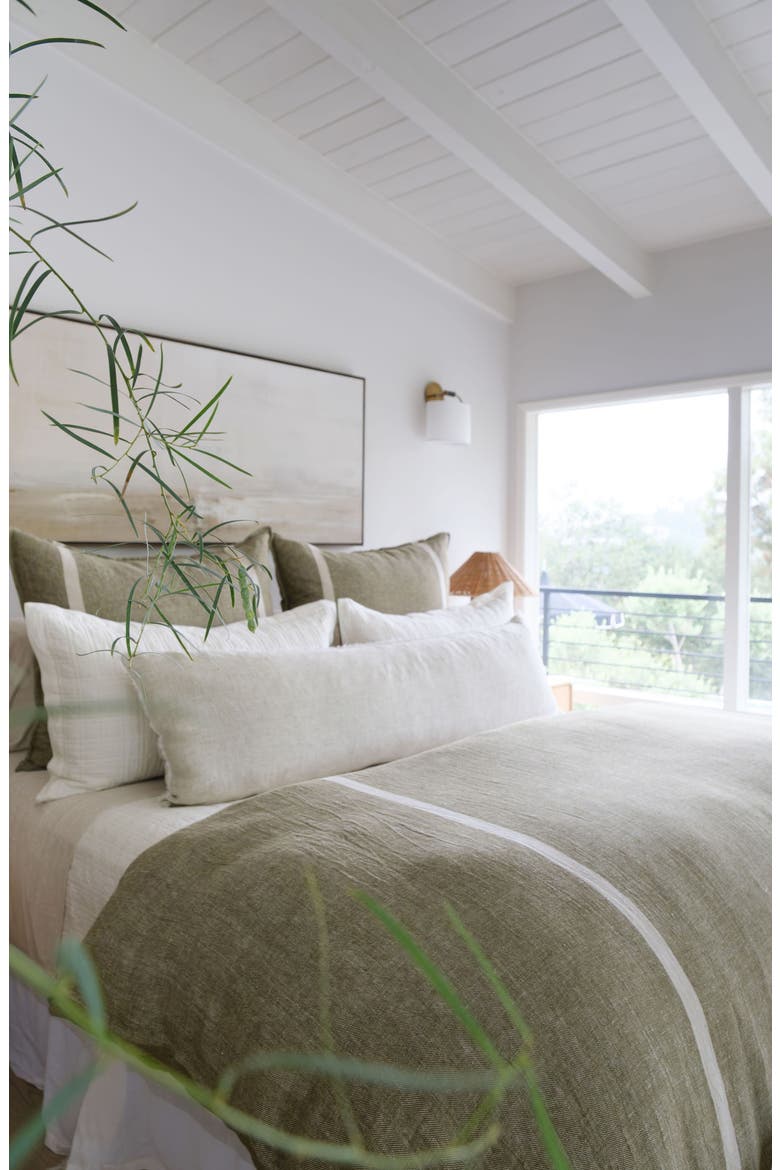 Rory Linen Euro Pillow Sham, Alternate, color, MOSS/ FLAX