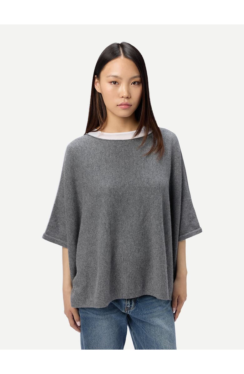 GOBI Mongolian Cashmere Boat-Neck Cashmere Poncho, Main, color, Dim Gray
