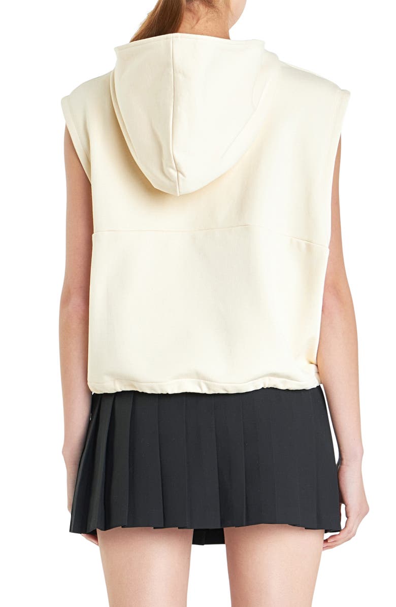 Grey Lab Sleeveless Quarter Zip Cotton Hoodie, Alternate, color, Cream