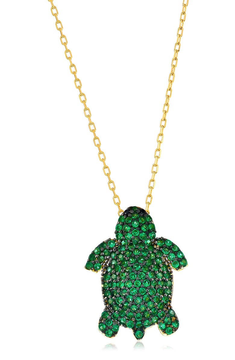 SUZY LEVIAN Pavé Turtle Pendant Necklace, Main, color, Green