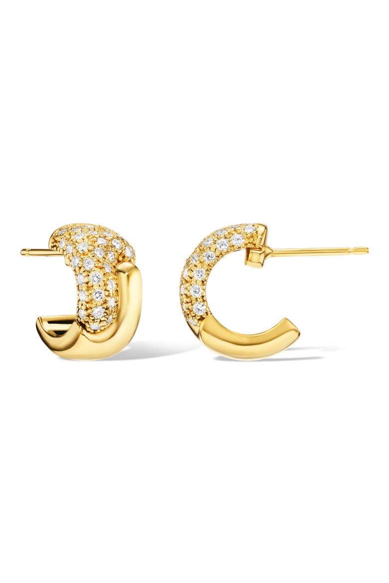 Holos Round 18K Gold & Diamond Huggie Hoop Earrings, Alternate, color, YELLOW GOLD