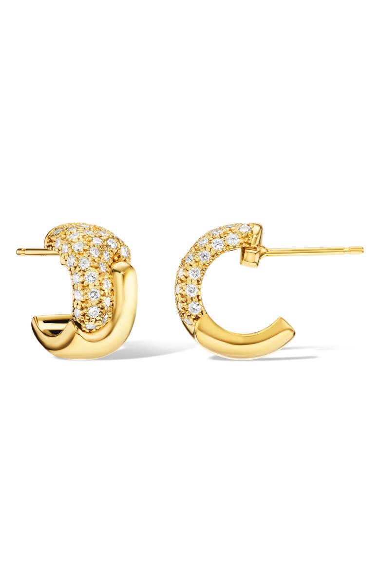 Pamela Zamore Holos Round 18K Gold & Diamond Huggie Hoop Earrings, Alternate, color, Yellow Gold
