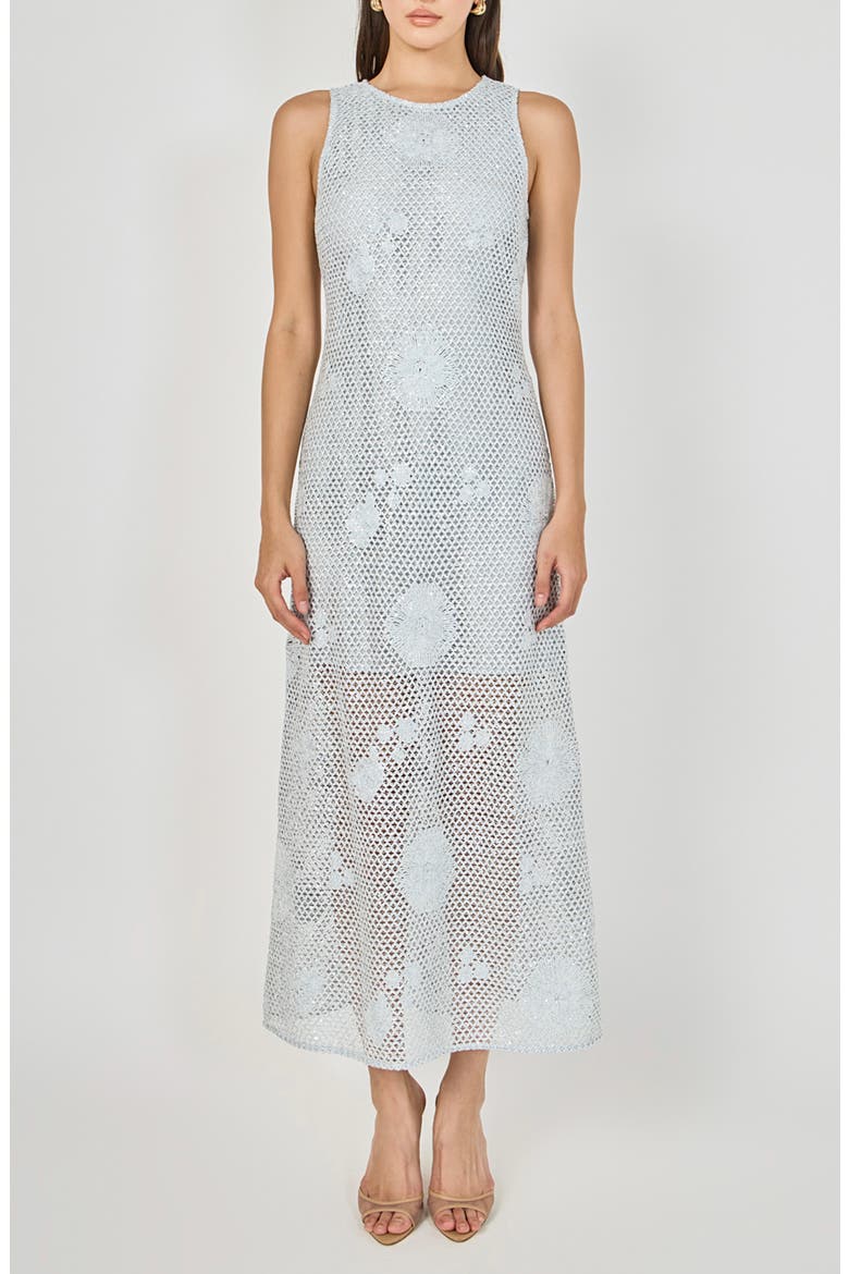 Textured Sleeveless Maxi Dress, Main, color, BLUE