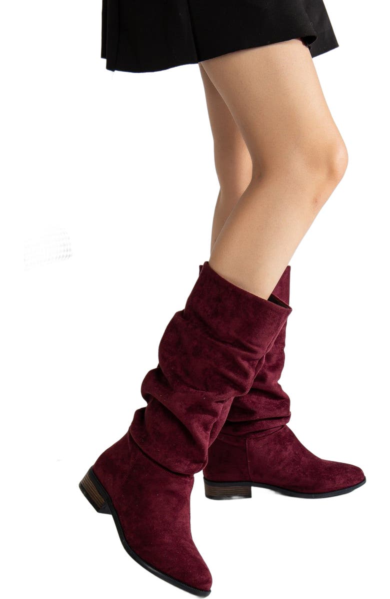 Forever & Always Shoes Maribel Knee High Slouch Boots, Alternate, color, Burgundy Suede