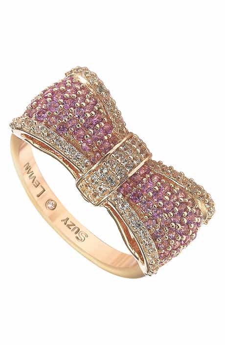 SUZY LEVIAN Sterling Silver & Pink Sapphire Bow Ring