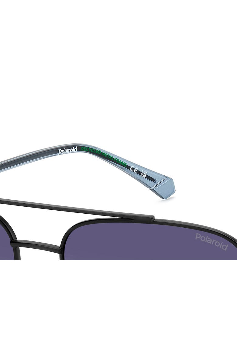 Polaroid 59mm Polarized Navigator Sunglasses, Alternate, color, Matte Black/ Blue Sf Polar