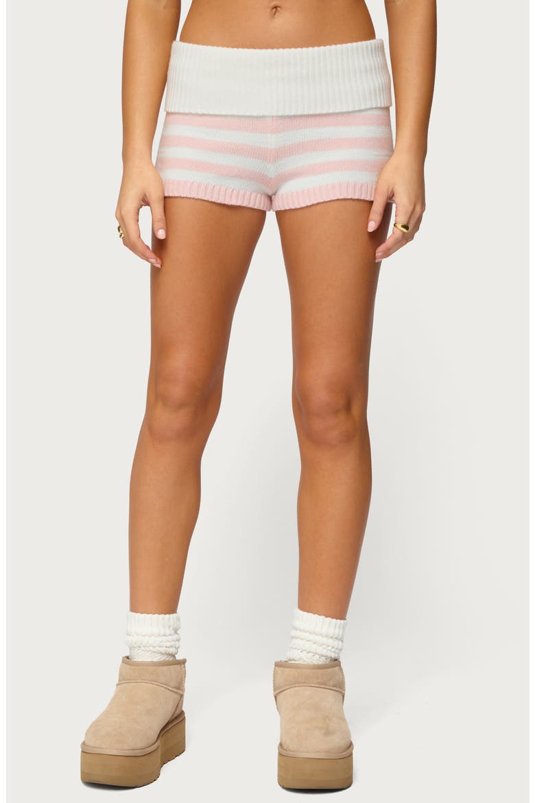 Saphi Stripe Knit Shorts, Main, color, LIGHT-PINK-AND-CREAM