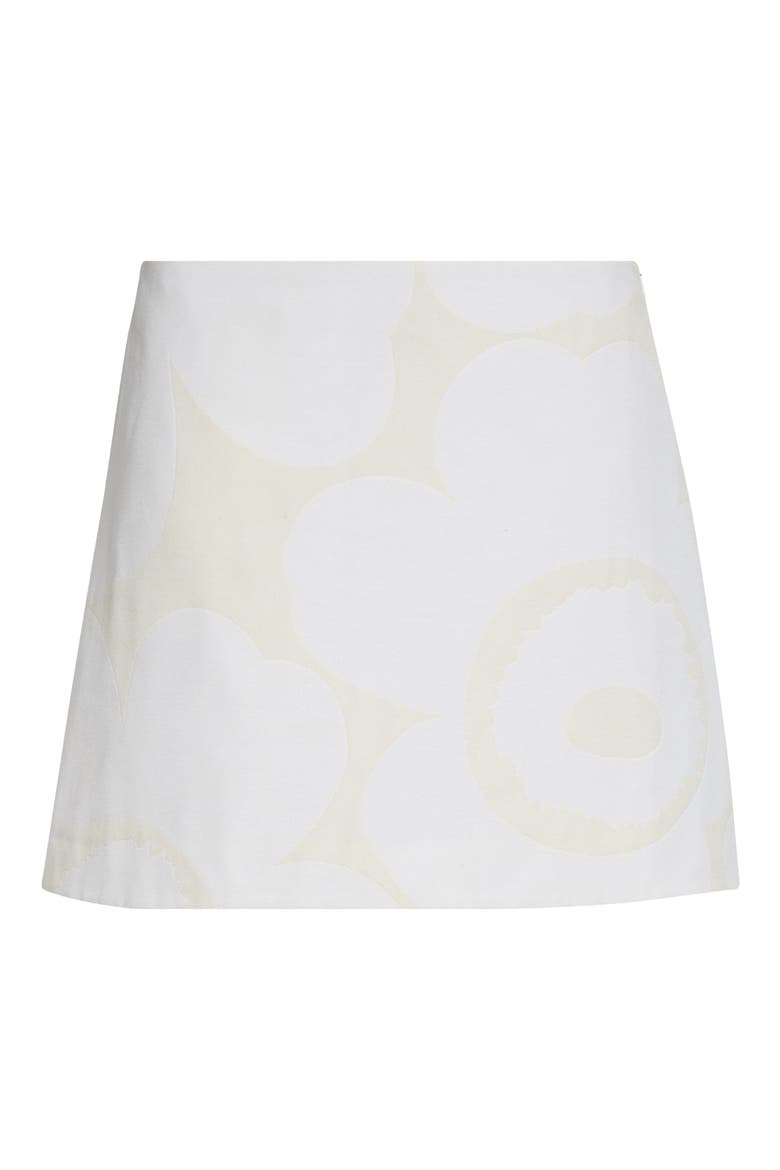 Kirjasto Unikko Jacquard A-Line Faille Miniskirt, Alternate, color, WHITE LIGHT GREY